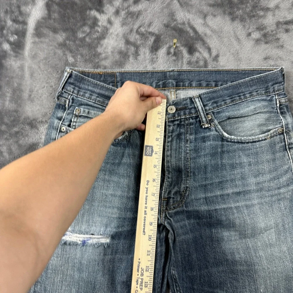 Levis 514 Straight Leg Jeans Mens 34x30 Blue Distressed Frayed Denim Pants